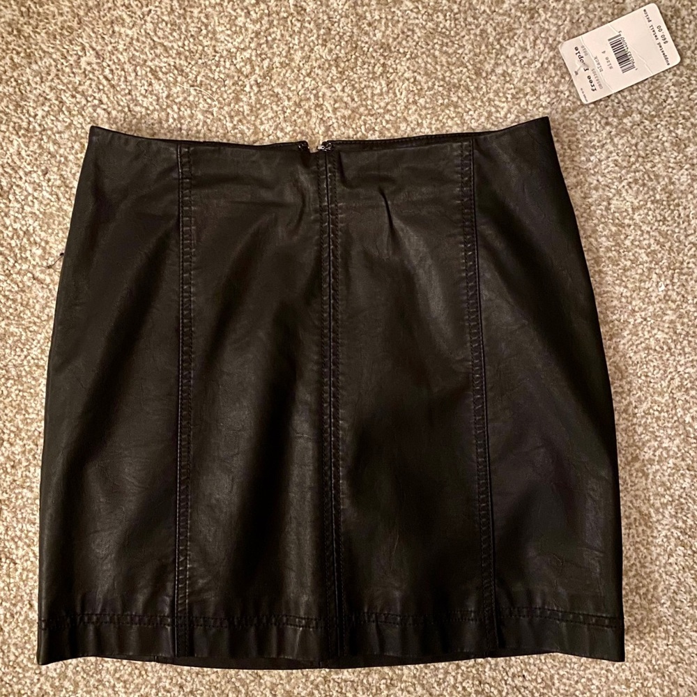 Black leather mini skirt - free people